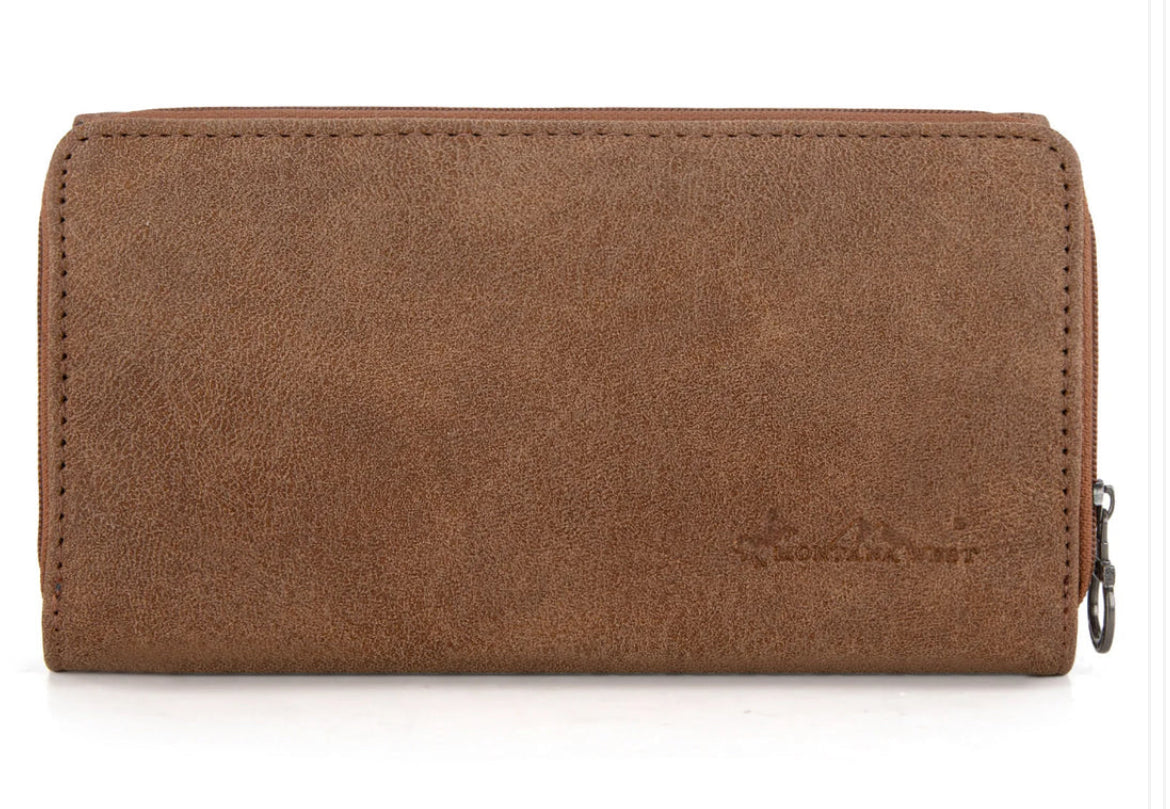 Montana West Brown Aztec Zippered Wallet