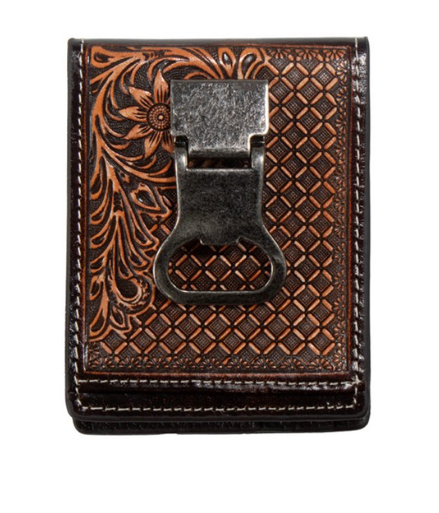 NOCONA MEN'S DIAMOND FLORAL EMBOSSED MONEY CLIP