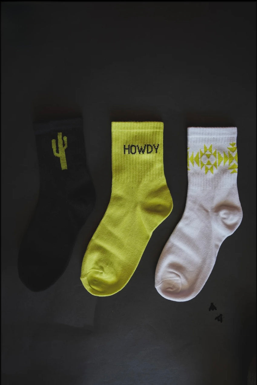 Sock Em Silly Cacti Neon Adult