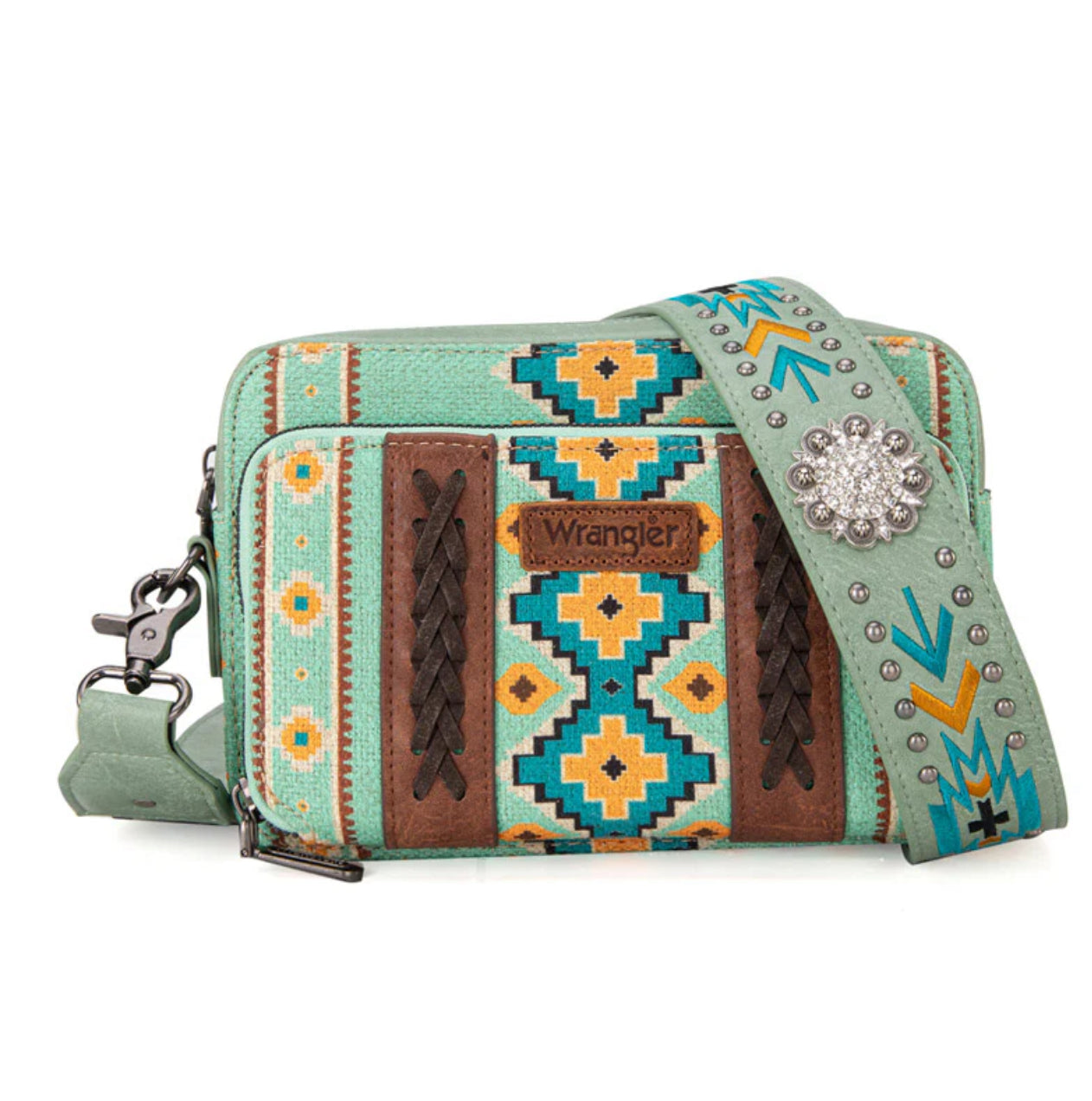 Wrangler Green Crossbody Aztec Print - Ladies Purses - Wg2207-3003Gn