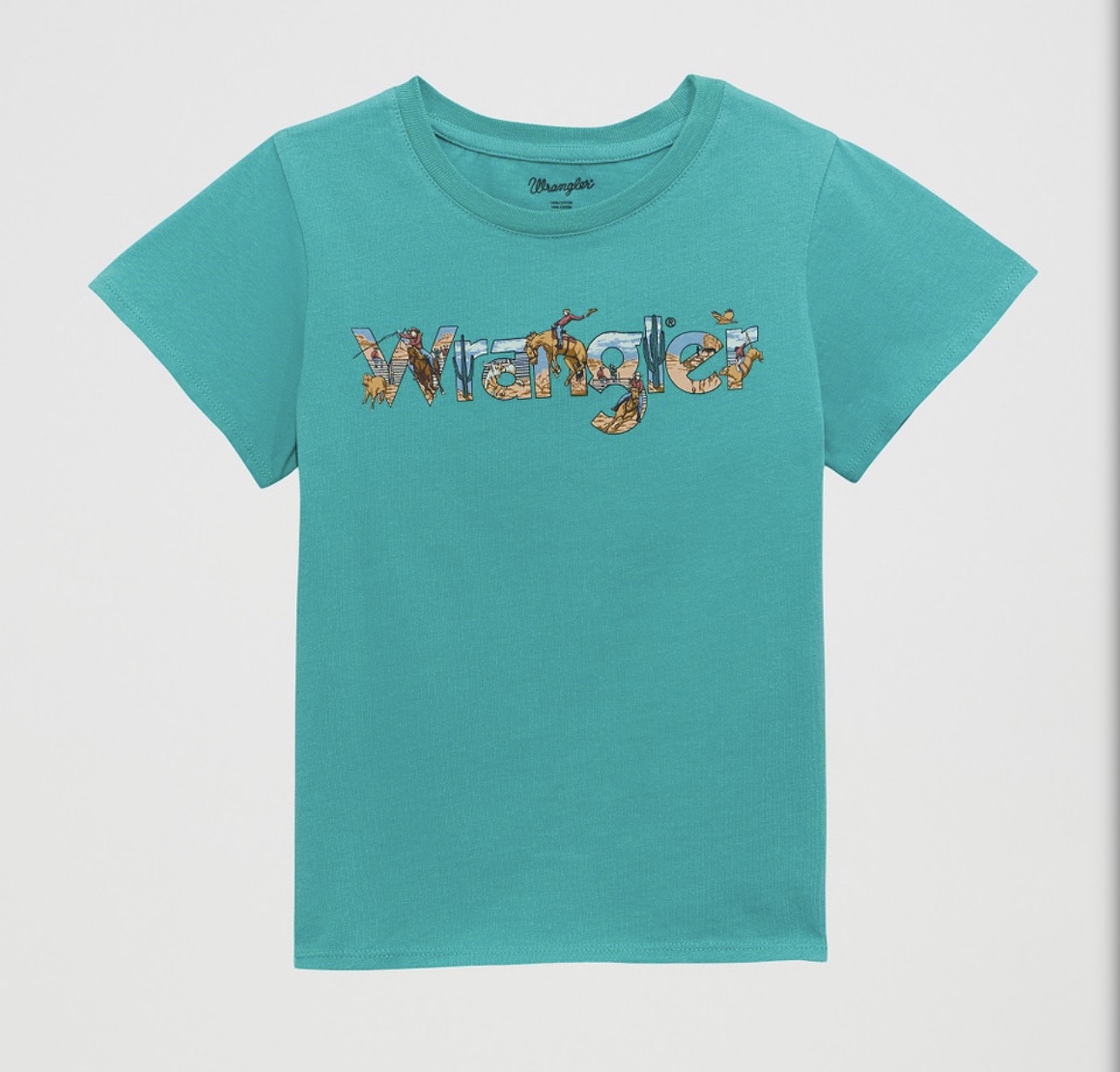 WRANGLER GRAPHIC LOGO TEAL PRINT - KIDS GIRLS SHIRT✅