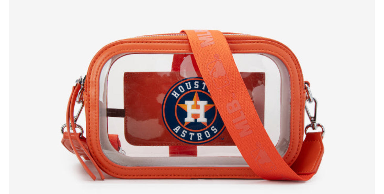 MLB HOUSTON ASTROS CLEAR CROSSBODY BAG-ORANGE