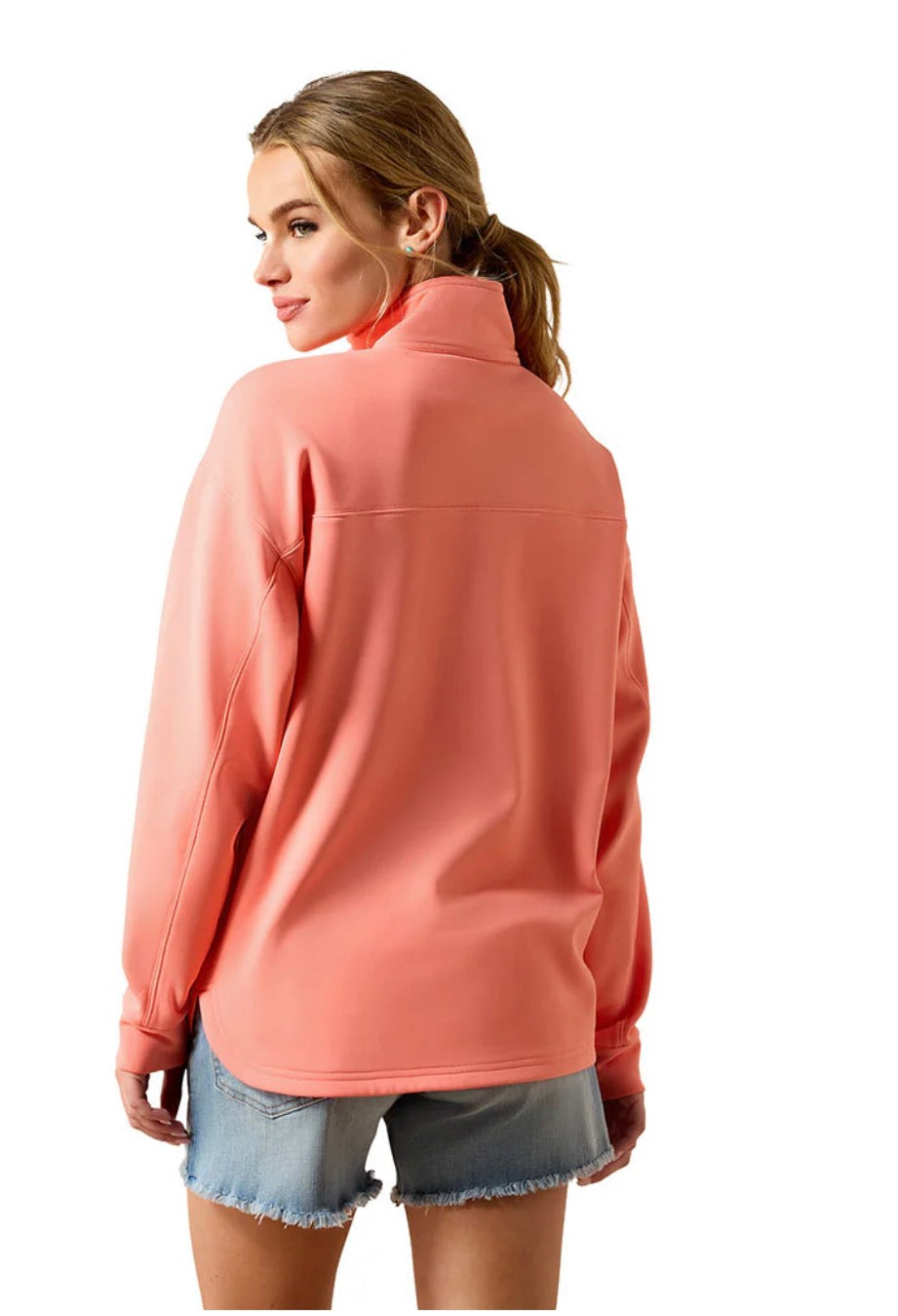 Ariat Women’s Breeze Logo Shell pink 1/2 zip sweater