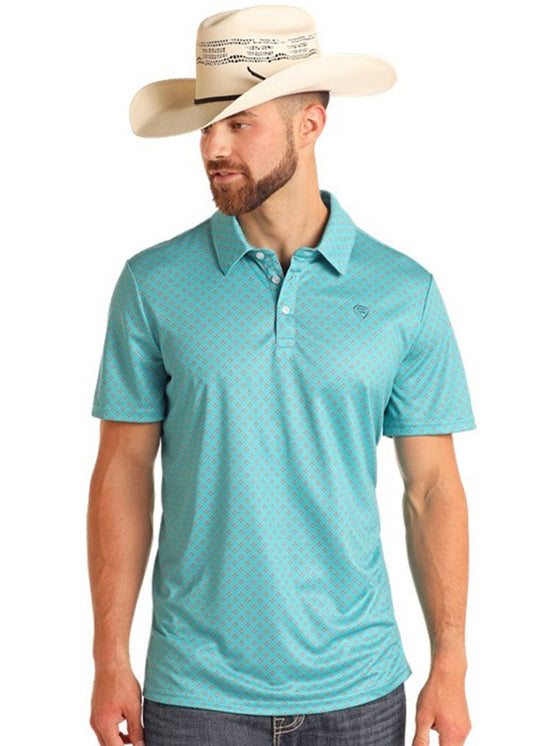Rock&Roll Men's Geo Peacock Polo