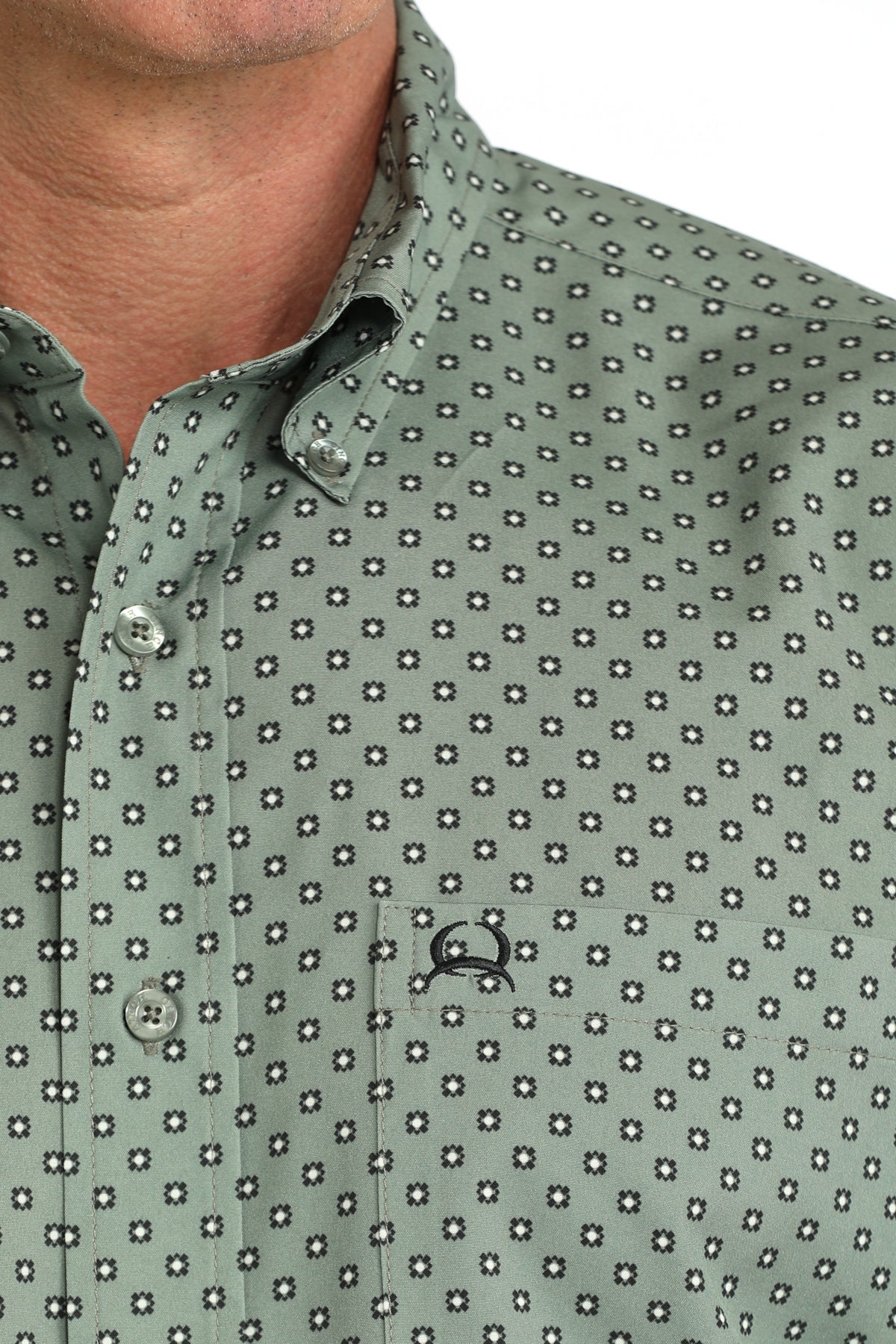 CINCH MEN'S OLIVE PRINT ARENAFLEX SHORT SLEEVE SHIRT MTW1704176