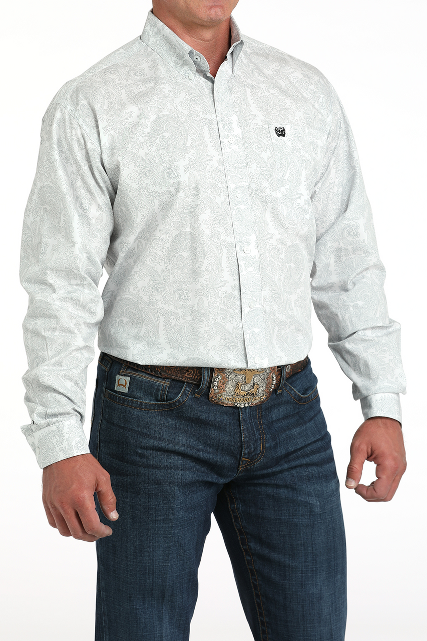 CINCH WHITE PAISLEY PRINT - MENS SHIRT