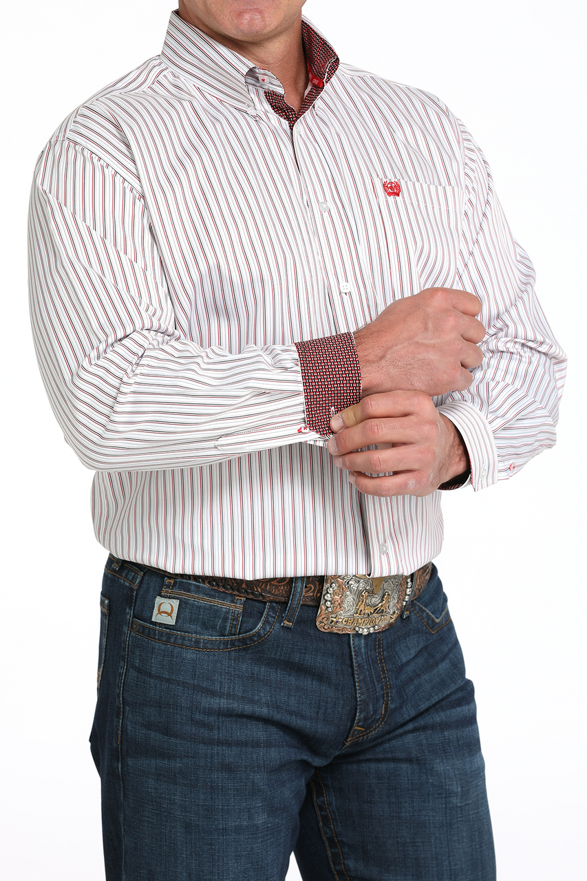 CINCH WHITE STRIPED PRINT - MENS SHIRT - MTW1105995