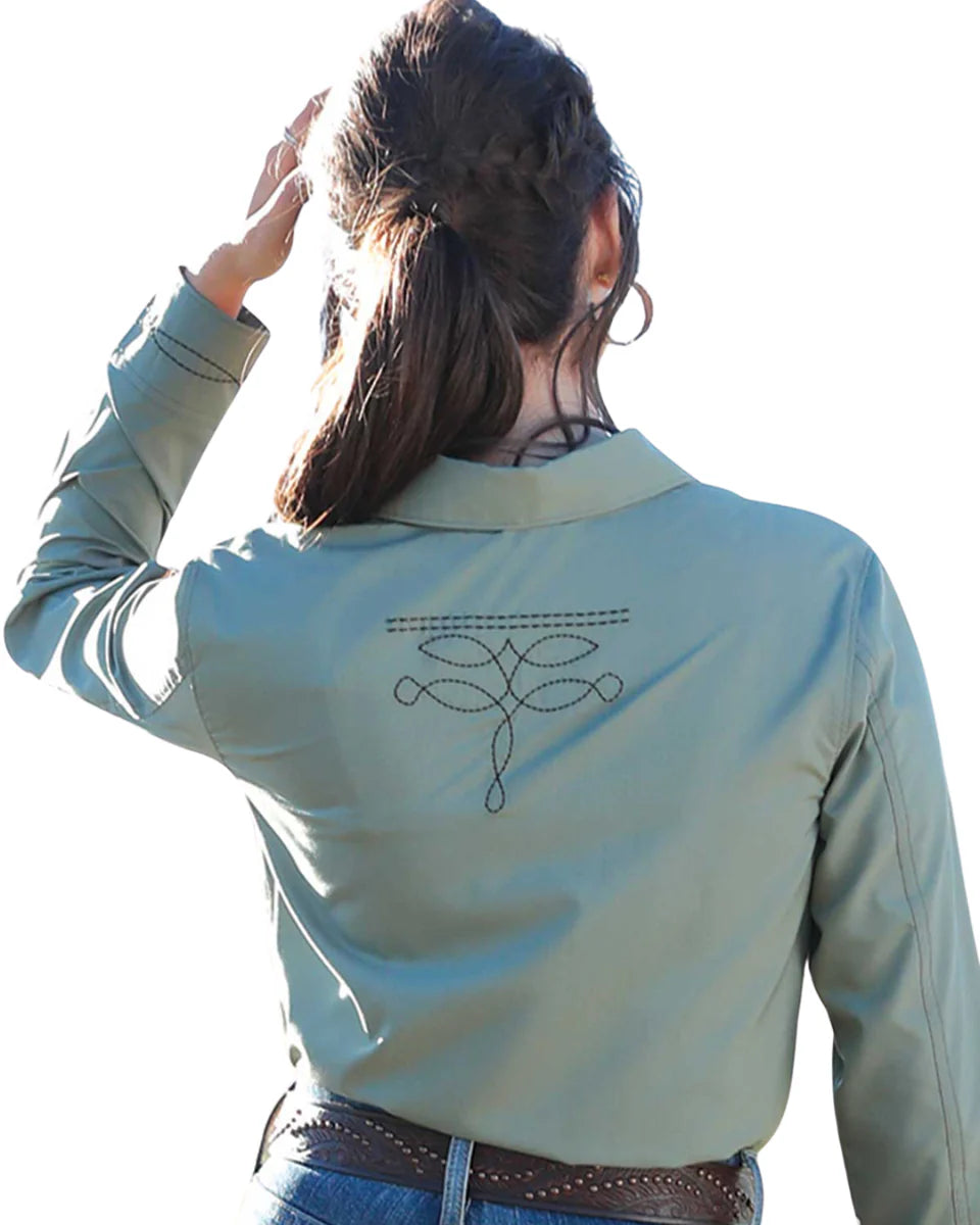 WOMEN'S SAGE BOOT STITCH EMBROIDERED LONG SLEEVE SHIRT CTW7501002