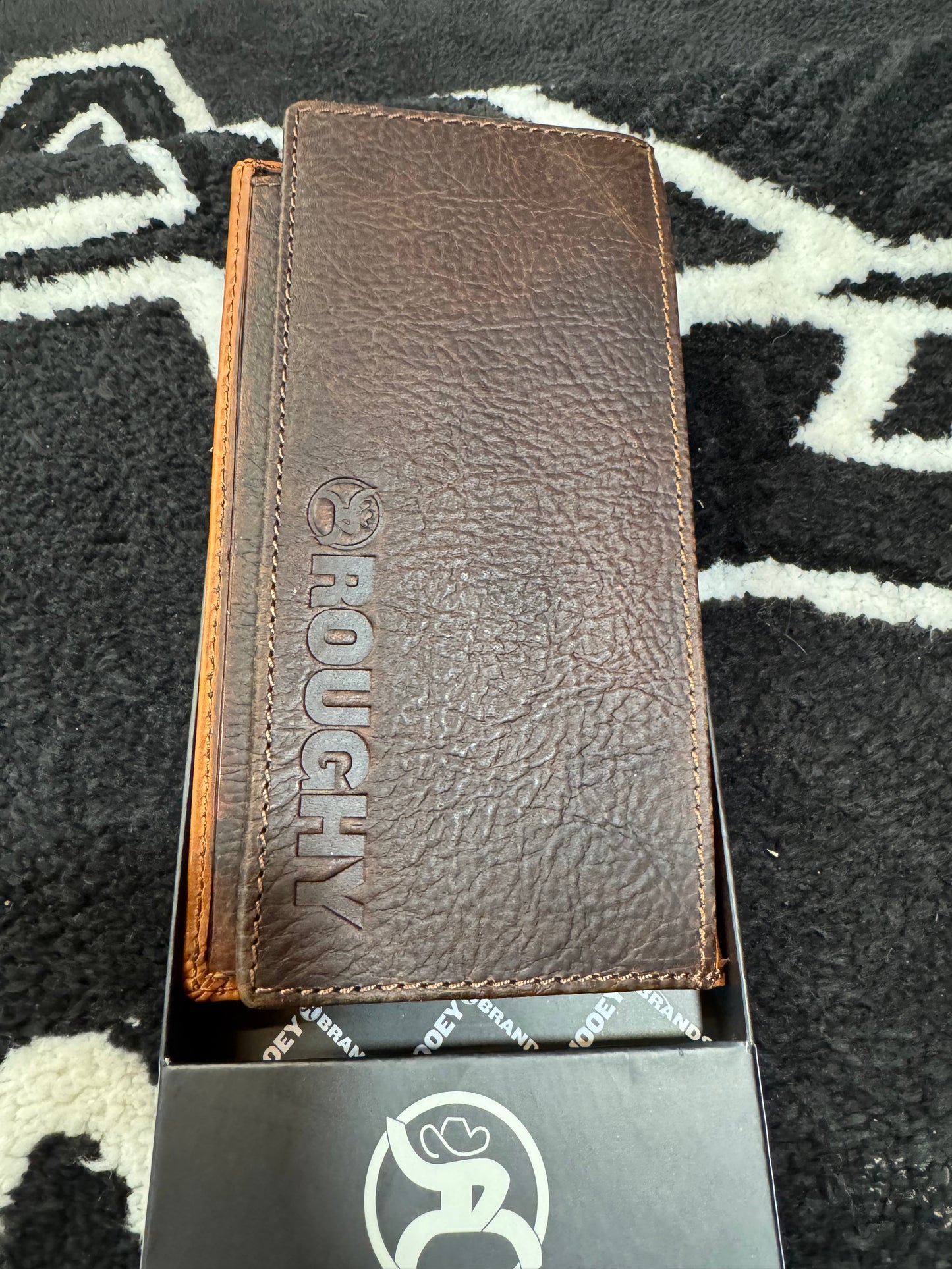 Hooey Men's Zemi Brown Lightning Basket Weave Embossed Leather Rodeo Wallet