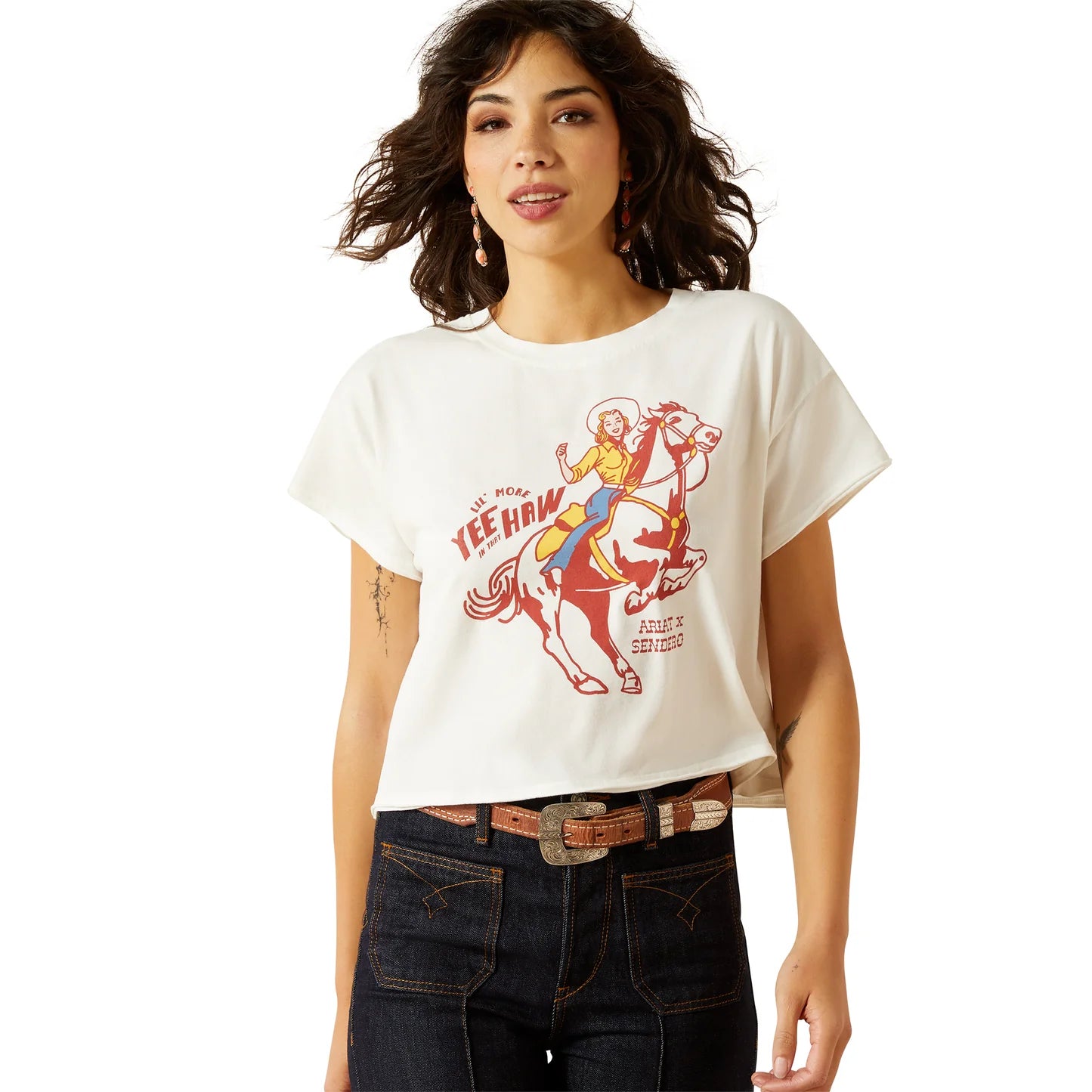 Ariat Ladies Sendero Yeehaw White Graphic T-Shirt