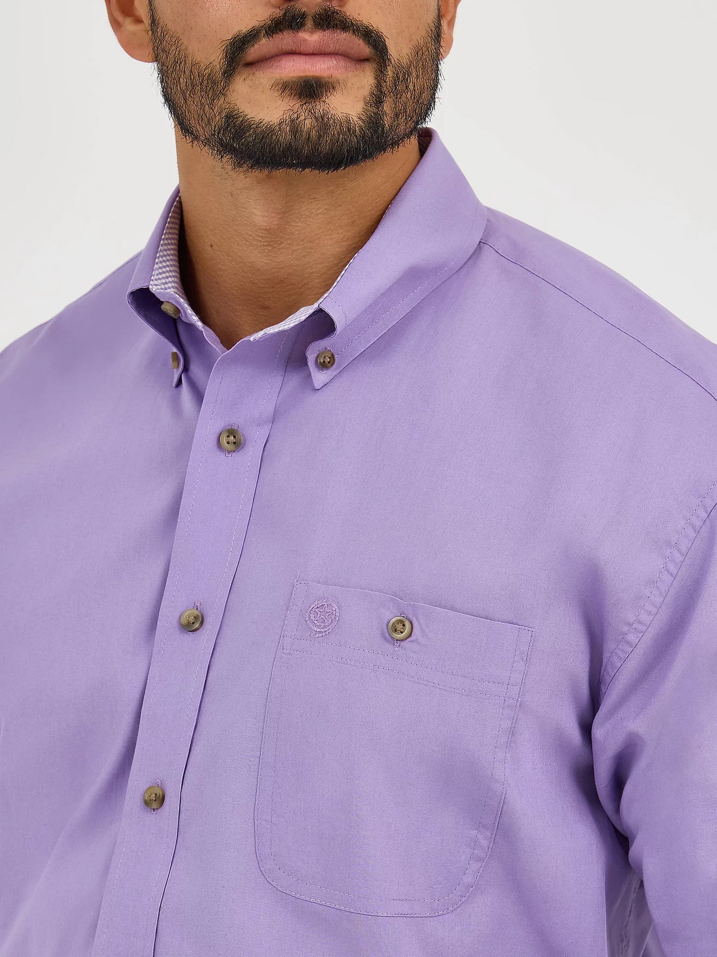 WRANGLER® GEORGE STRAIT™ SOLID VIOLET ONE POCKET BUTTON DOWN LONG SLEEVE