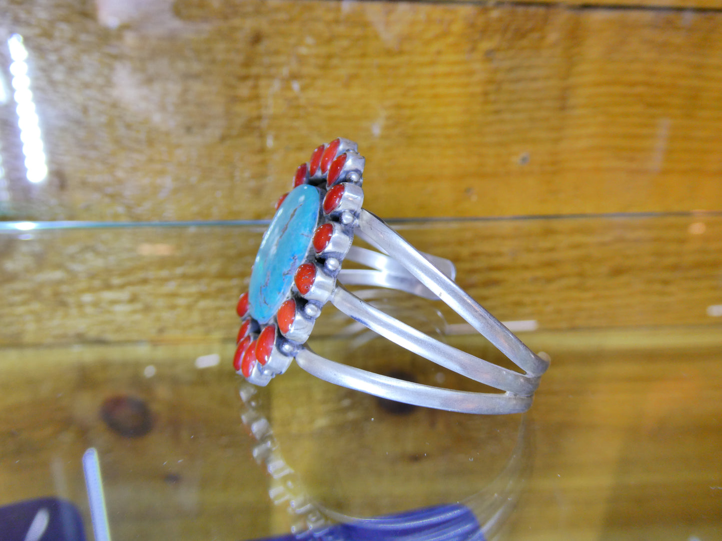 Turquoise Flower Cuff