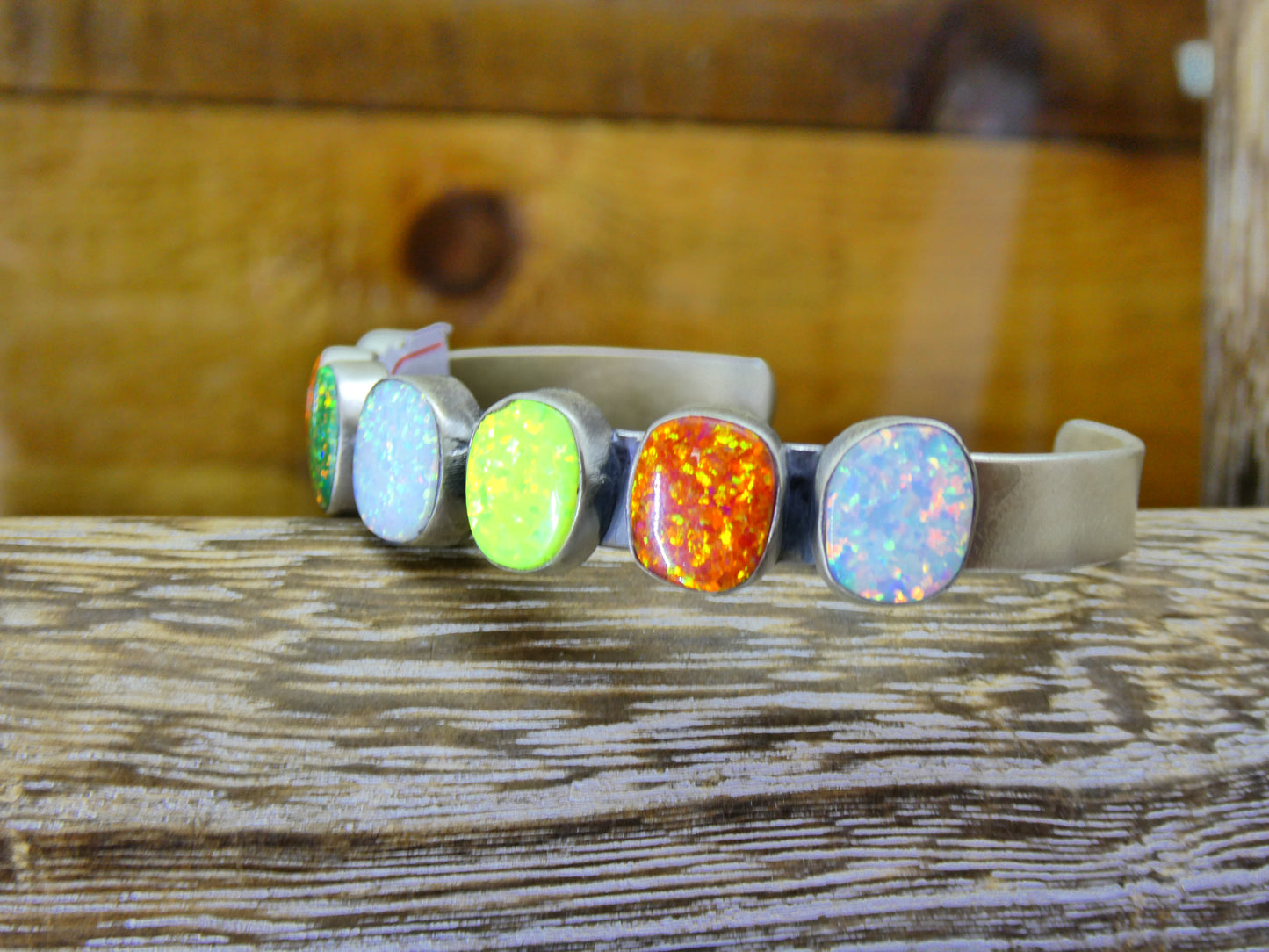 Rainbow Gem Sterling Silver Cuff