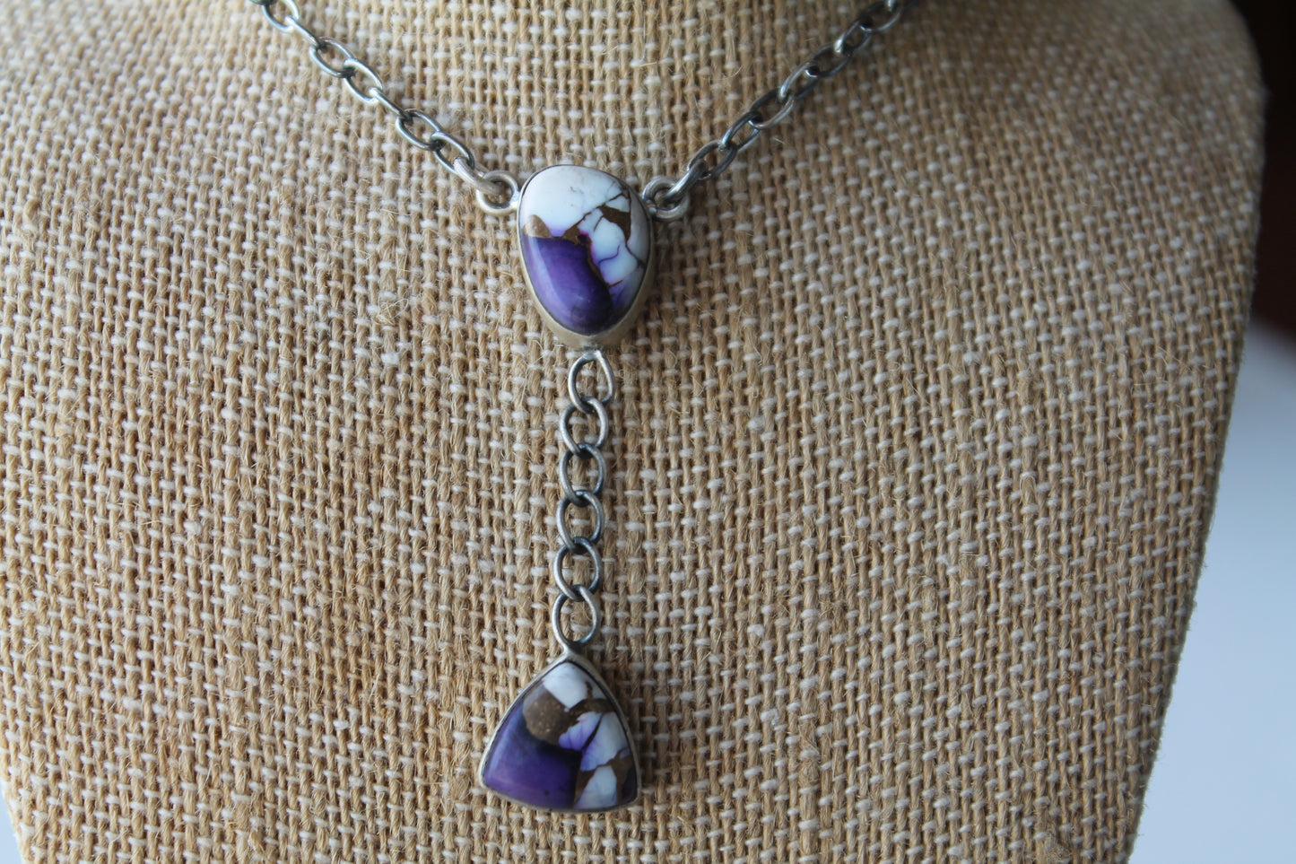 2 stone Purple Dahlia Necklace