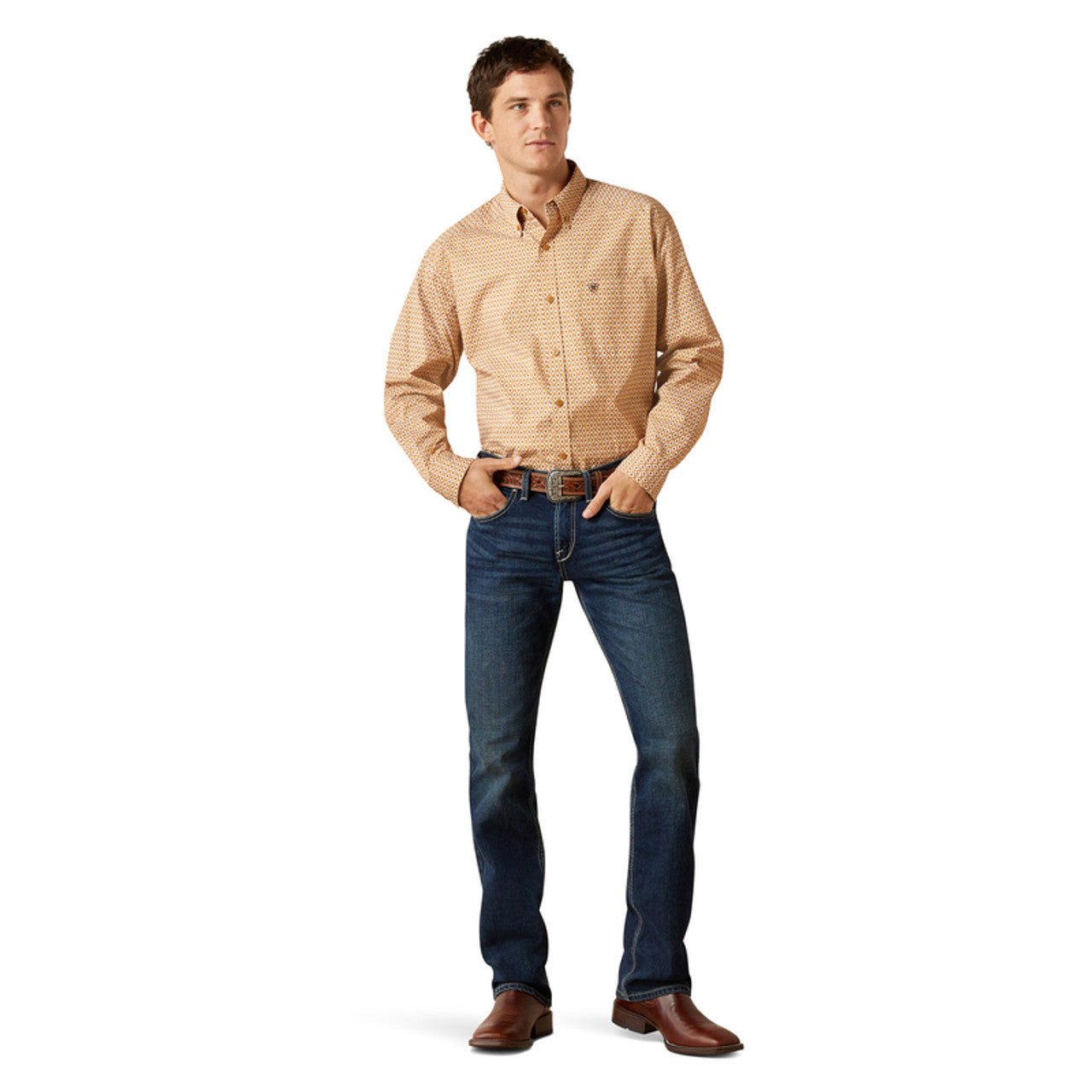 ARIAT BURNIS CLASSIC FIT TAN PRINT - MENS SHIRT - 10062211 π