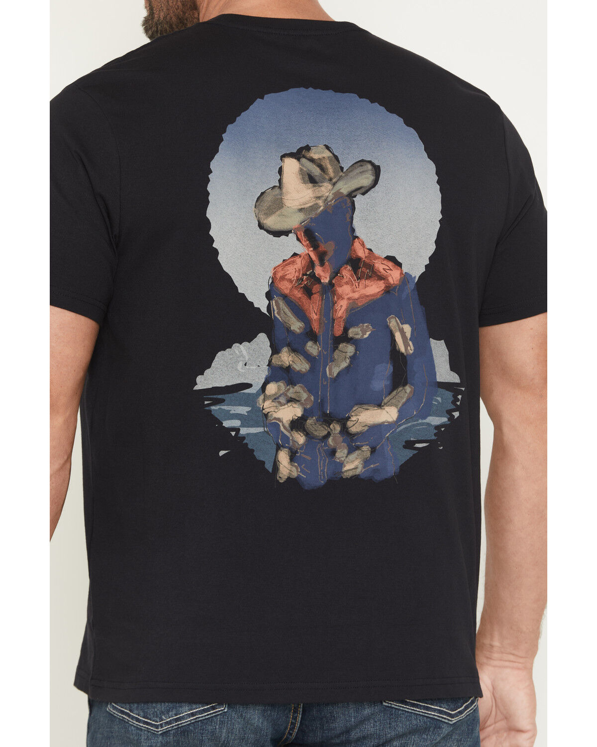 WRANGLER MEN'S COWBOY JIM WATERCOLOR SHORT SLEEVE GRAPHIC T-SHIRT