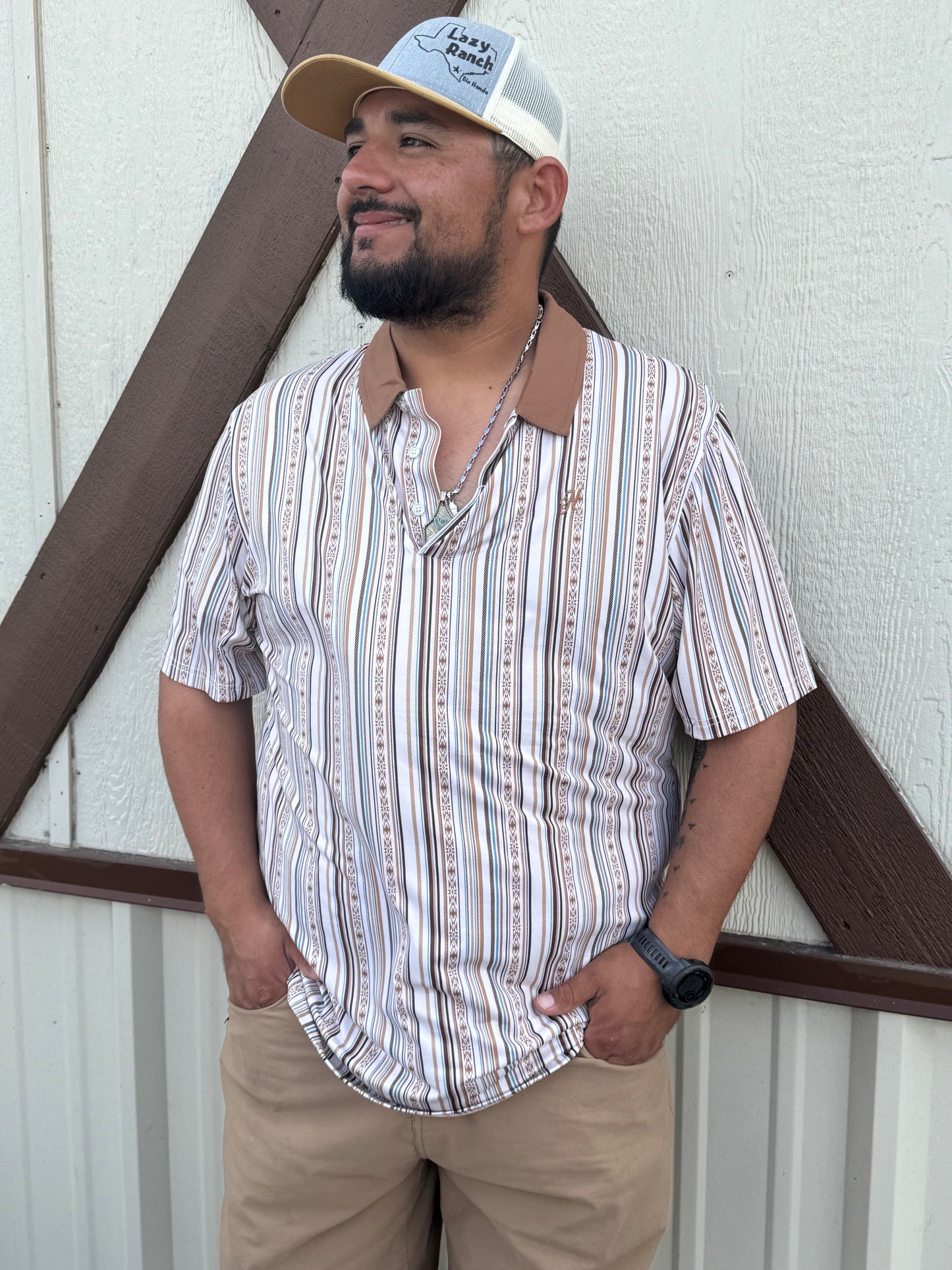 Hooey Men’s Whitecap Grey Cream Polo🤠