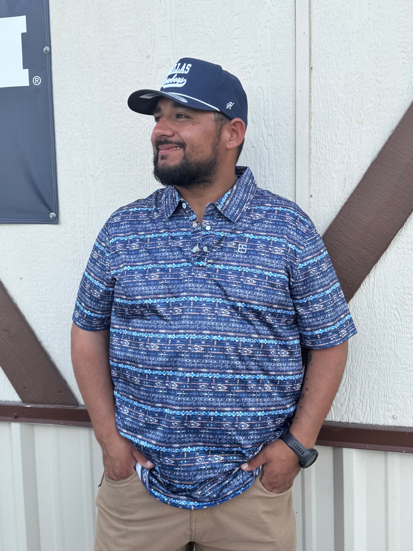 Panhandle Slim Men’s Vintage Navy Aztec Polo ☑️
