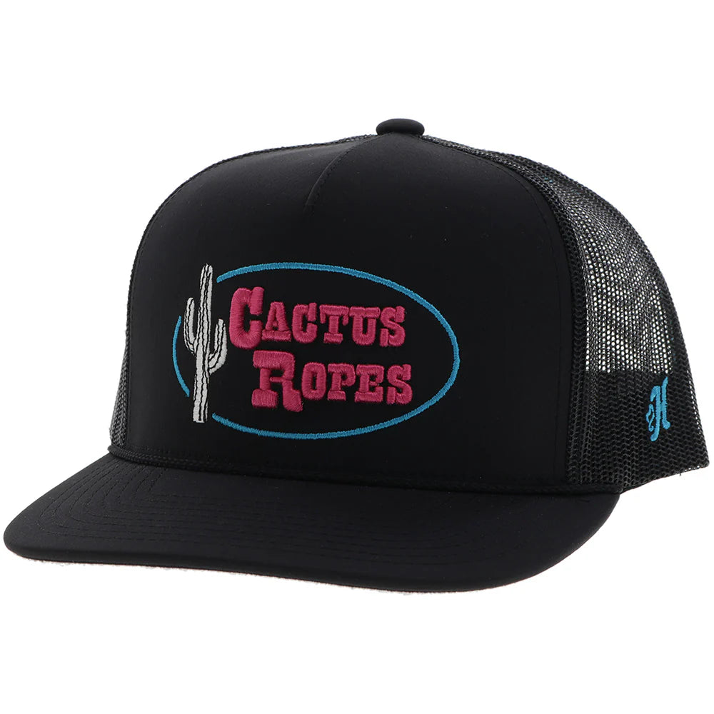 CACTUS ROPES HAT BLACK W/PINK & BLUE STITCHING🧢✅