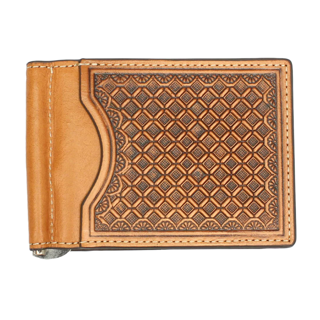 Nocona Men's Natural Embossed Slim Fold Money Clip Wallet