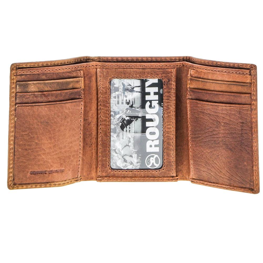 CANYON" TRIFOLD ROUGHY WALLET DISTRESSED TAN/BROWN LEATHER RTF008-TNBR✅