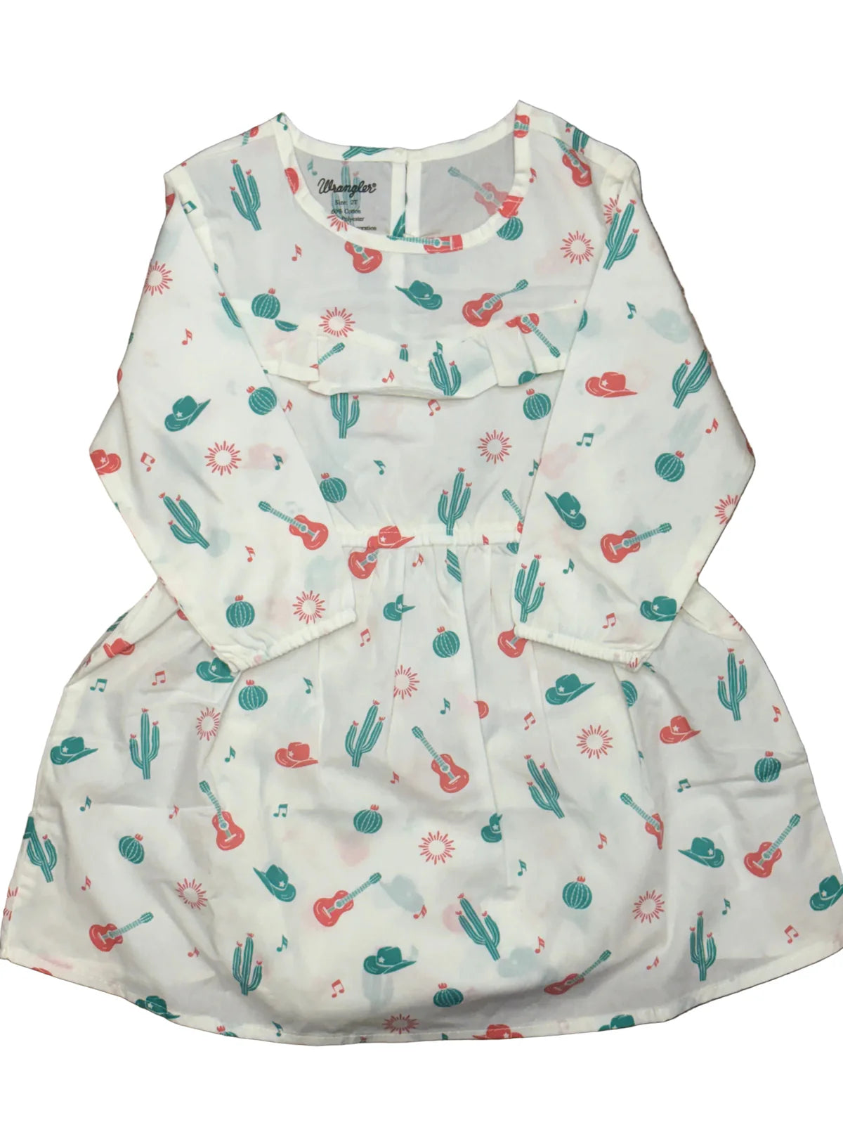 WRANGLER BABY BODY DRESS WHITE WITH CACTUS