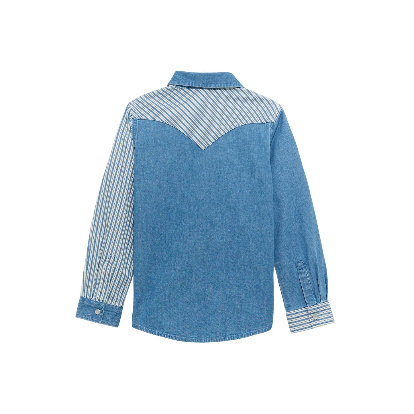 Wrangler Youth Girl's Denim Stripe Snap Button Shirt 112374706