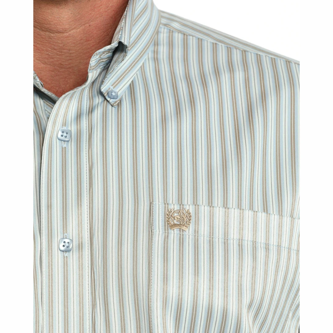 Cinch Mens Light Blue Striped Button Down MTW1106153ðŸ¤
