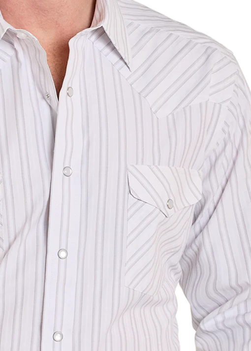 Men's Panhandle Slim Ivory Satin Snap Front Shirt 👕#SMN2S07619