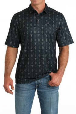Men’s Cinch Navy Bull Skull ArenaFlex Polo