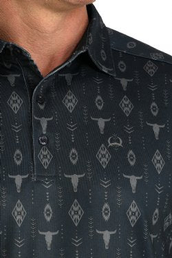 Men’s Cinch Navy Bull Skull ArenaFlex Polo
