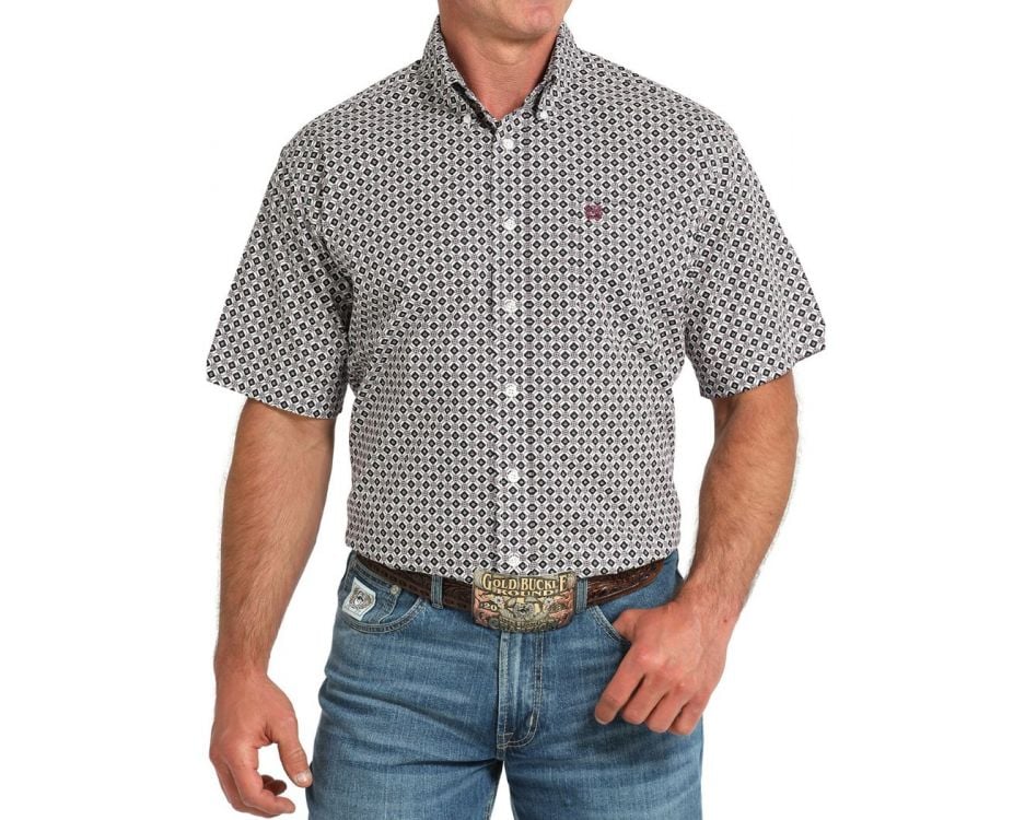 Men’s Cinch Royal Purple/White SS Button-up