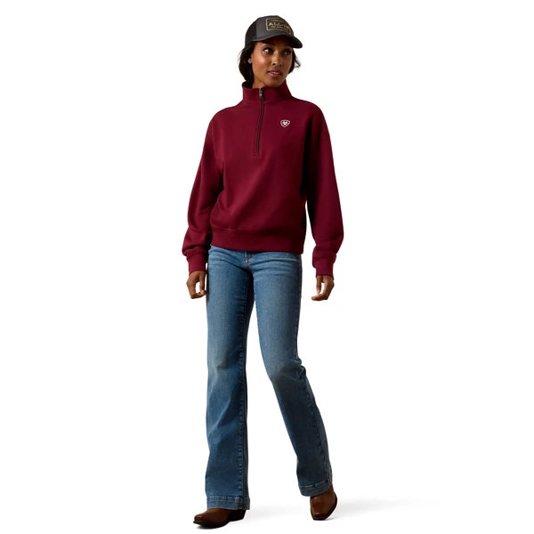 ARIAT 1/2 ZIP SWEATSHIRT ZINFANDEL - LADIES SWEATSHIRT - 10085381 ðŸ¤