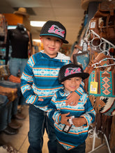 Load image into Gallery viewer, Youth R&amp;R Blue Aztec Performance Hoodie
