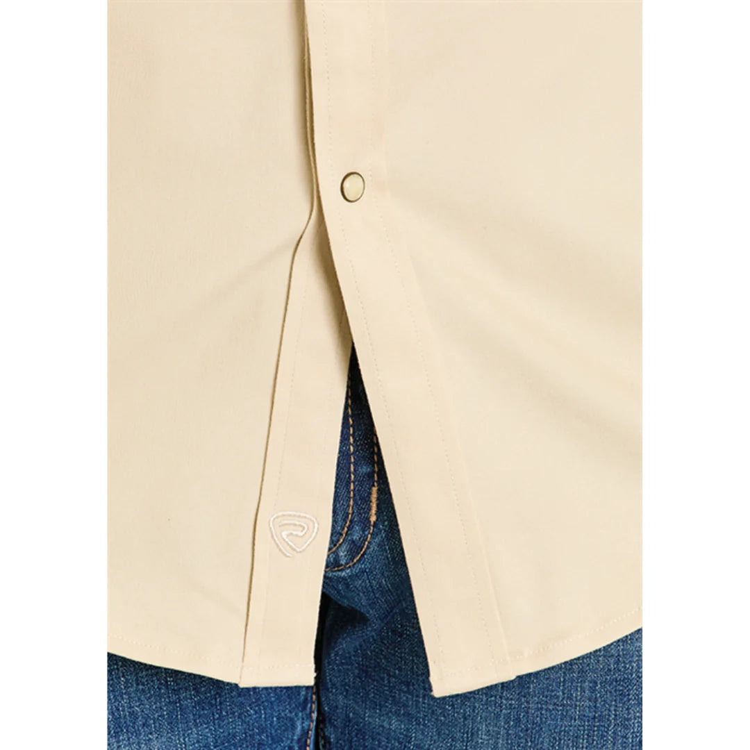 Rock & Roll Men's Solid Beige Woven Snap Button Shirt BMN2S07875-29 👕