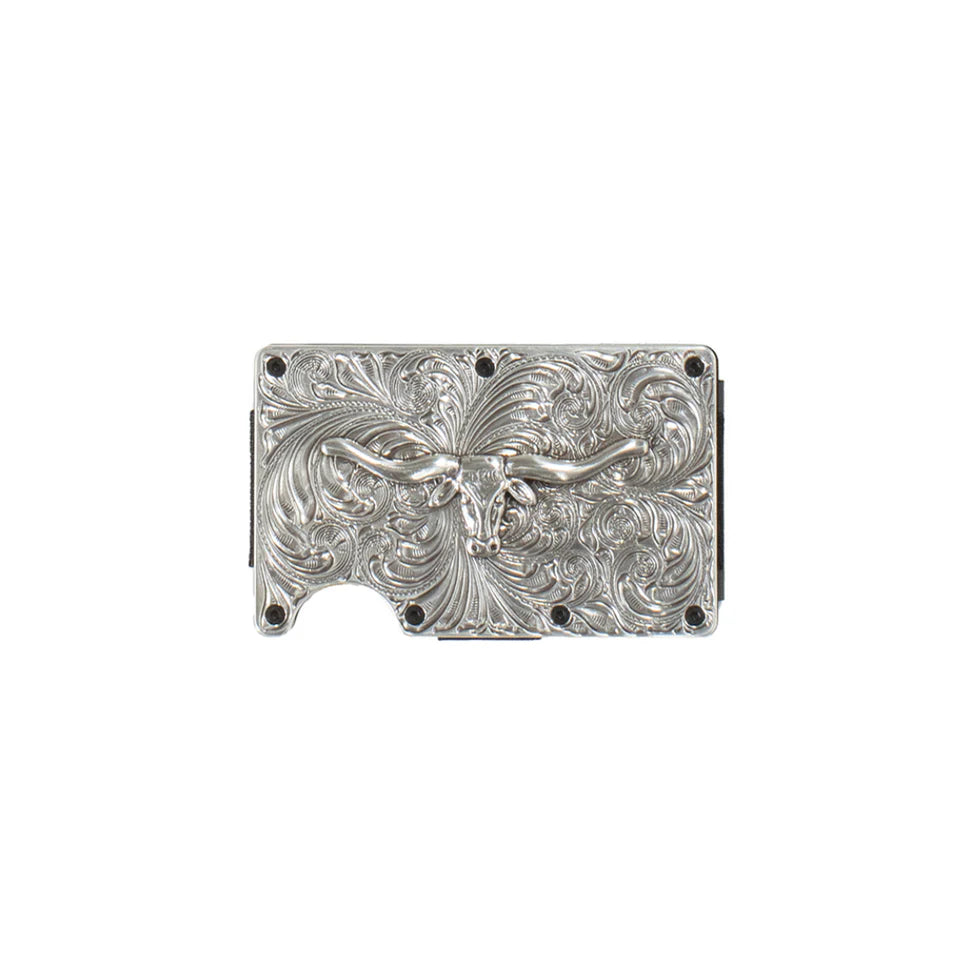 SILVER SCROLL WITH LONG HORNS WALLET BY 3D D250008765