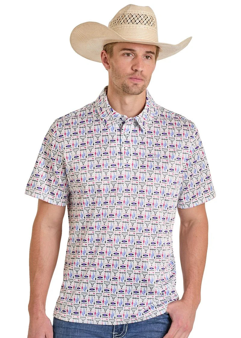 Men's Panhandle Slim Western Print Polo ☑️