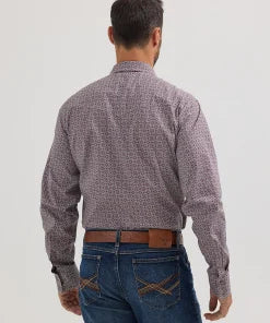 Wrangler Men’s Geo Plum Ls Pearlsnap
