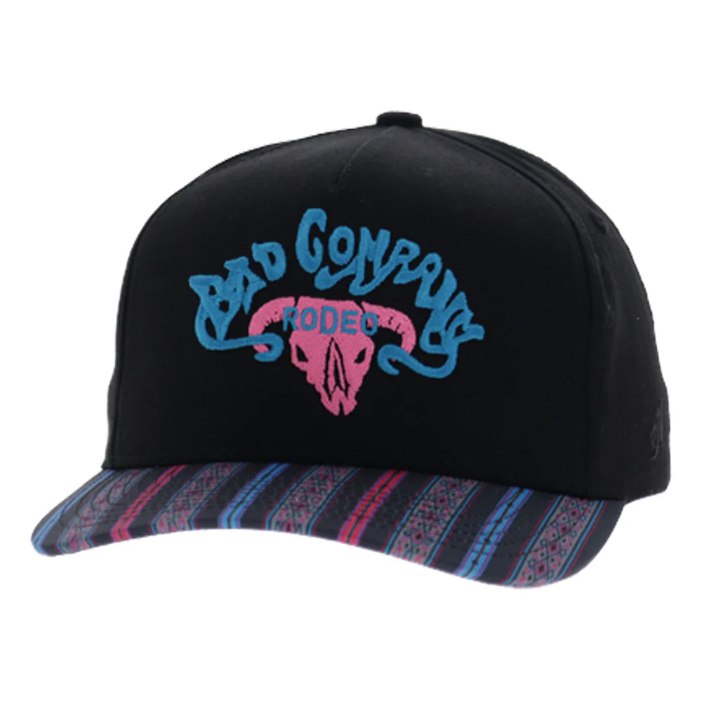 BAD COMPANY HAT BLACK/AZTEC W/BLUE & PINK LOGO🧢✅