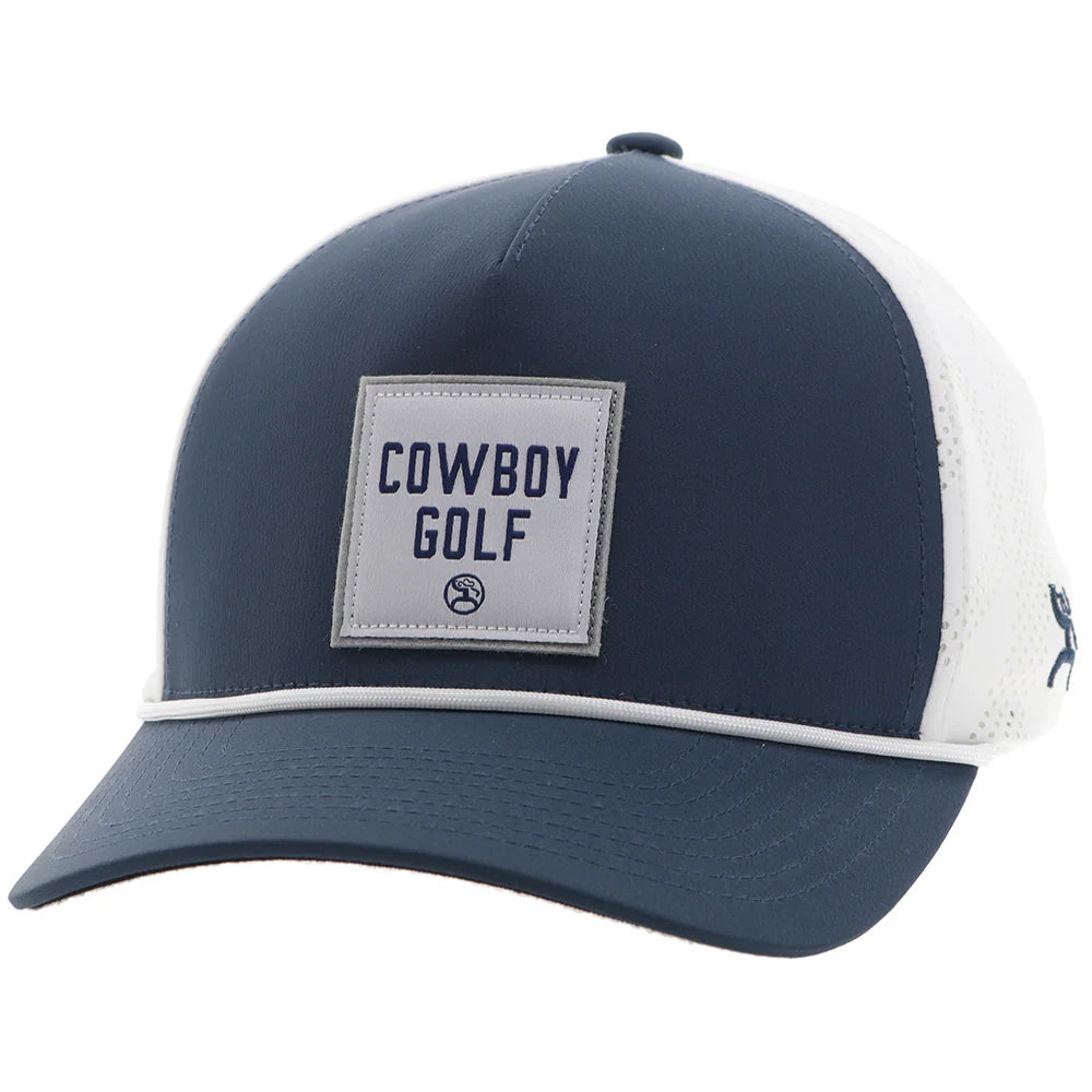 BACKSWING" HAT NAVY/WHITE W/ SQUARE PATCH🧢✅
