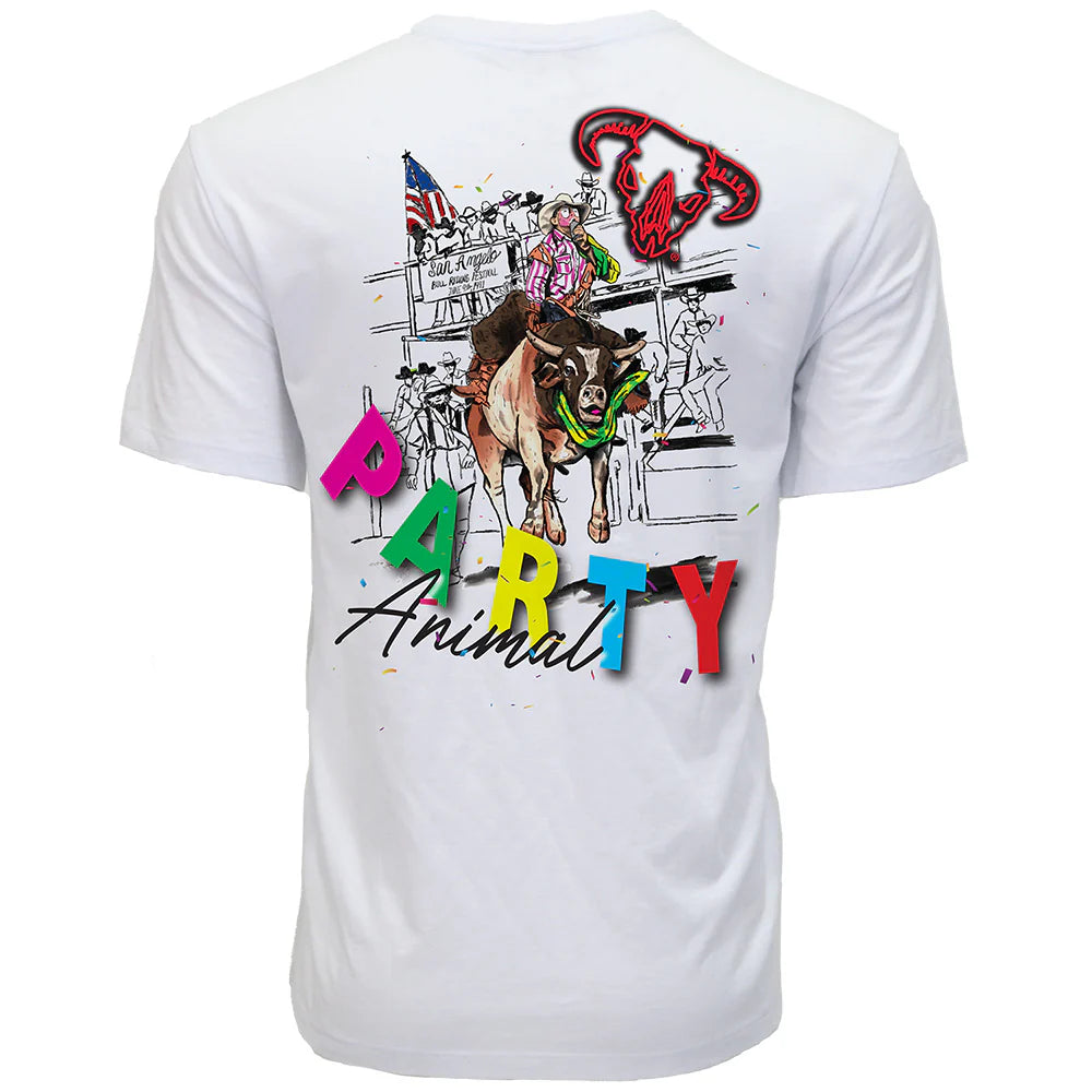 YOUTH BAD COMPANY T-SHIRT WHITE W/MULTI-COLOR PARTY ANIMAL LOGOđź‘•