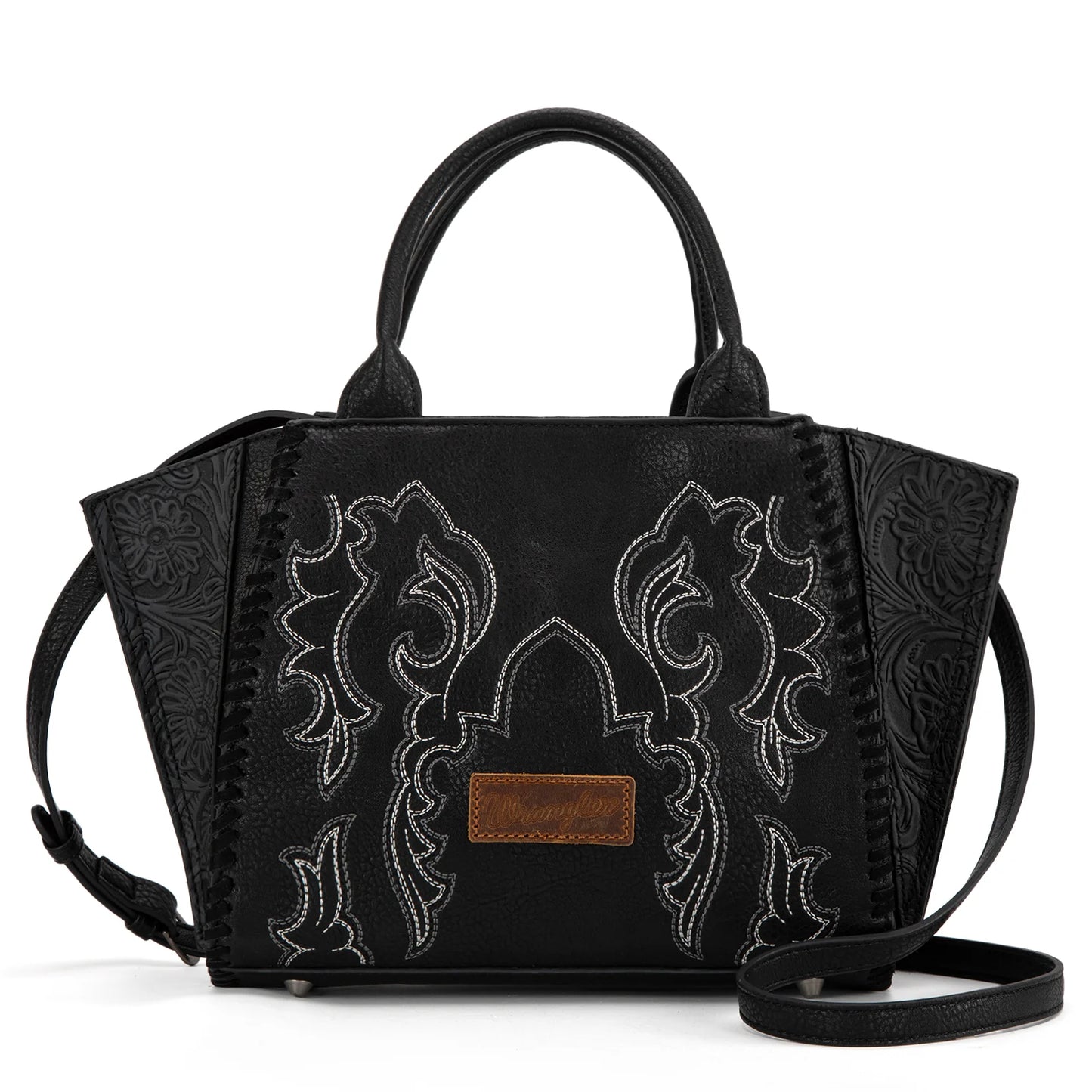Wrangler Embroidered Trapezoid Concealed Carry Crossbody- Black