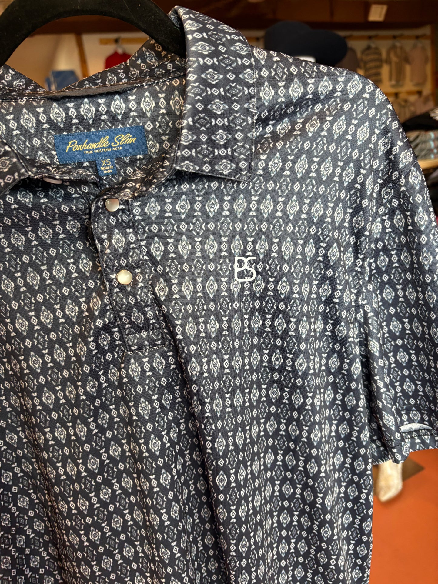 Panhandle Slim Navy Diamond polo snap