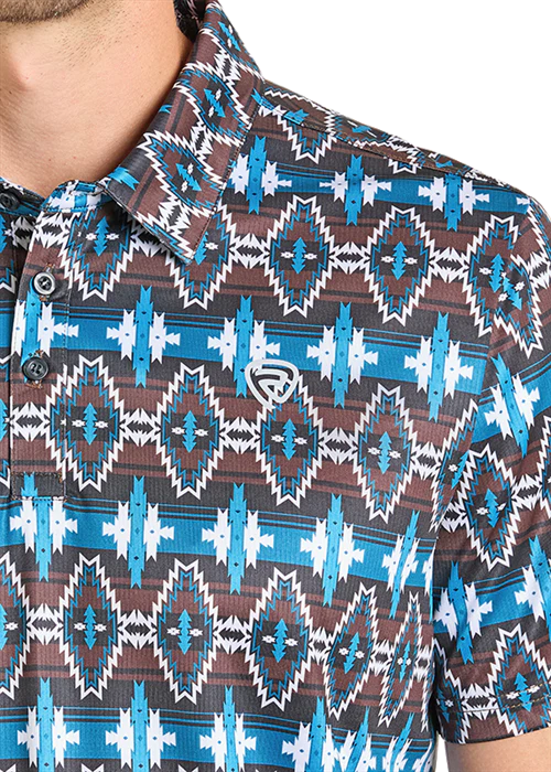 Men’s Rock & Roll Brown/Turquoise Polo