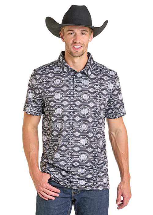 Rock&Roll Men's Black Aztec Polo