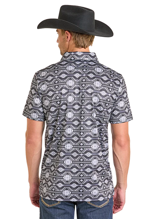 R&R Black Aztec Polo