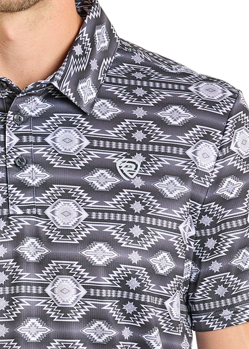 R&R Black Aztec Polo