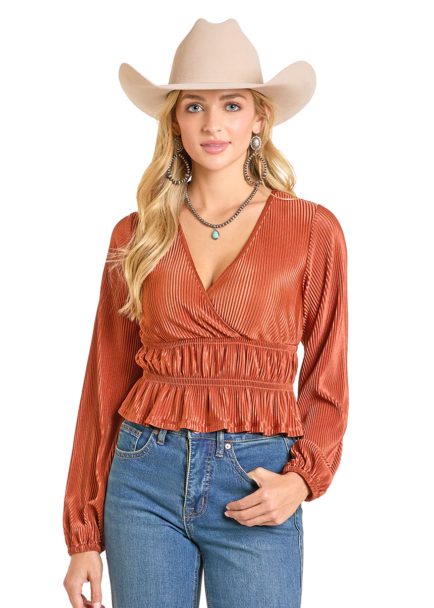 R&R Scarlett Plisse Blouse