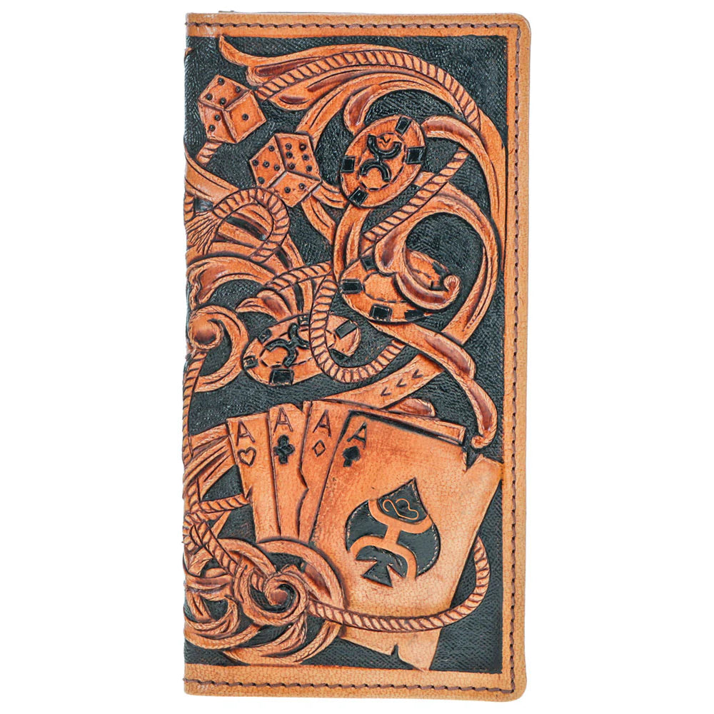Hooey GAMBLER" TAN PLAYING CARD EMBOSSED RODEO WALLET HW038-TNBR✅