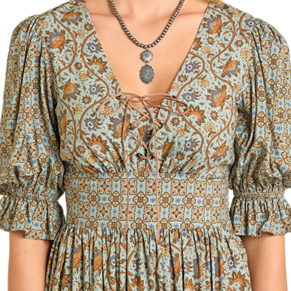 R&R Mixed Print Mini Dress